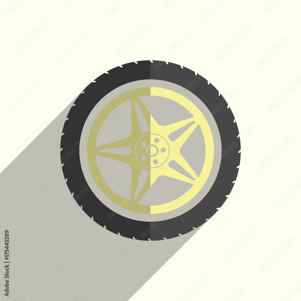 Car wheel flat icons with of shadow. Vector illustration Car wheel flat icons with of shadow. Vector illustration