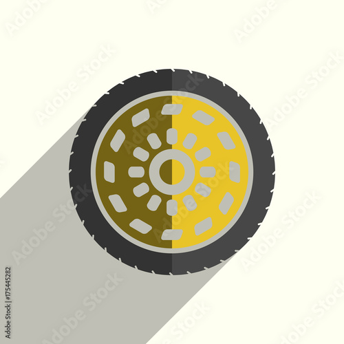 Car wheel flat icons with of shadow. Vector illustration