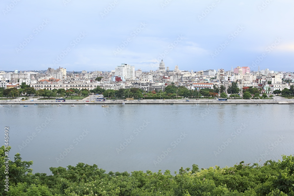 View of the Old Havana trough a bay