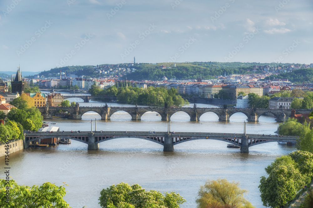 Bridges on Vltava river in Prague, Czech republic