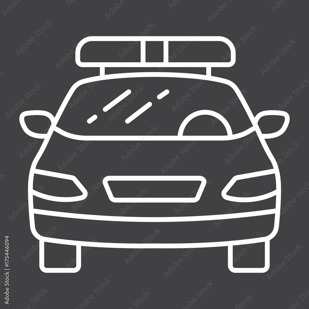 Police car line icon, transport and automobile