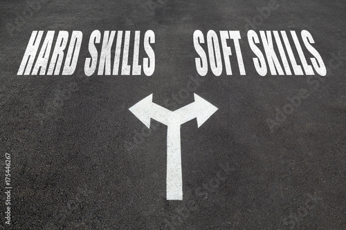 Hard skills vs soft skills choice concept