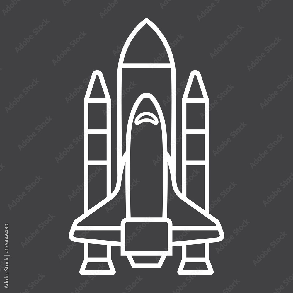 Space Shuttle line icon, transport and space