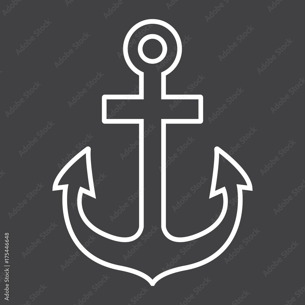 Anchor line icon, navigation and nautical Anchor line icon, navigation and nautical