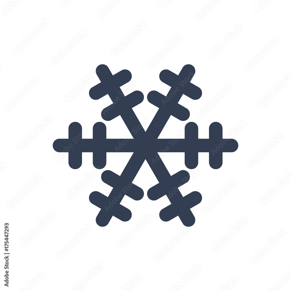 Obraz premium Snowflake icon. Black silhouette snow flake sign, isolated on white background. Flat design. Symbol of winter, frozen, Christmas, New Year holiday. Graphic element decoration. Vector illustration