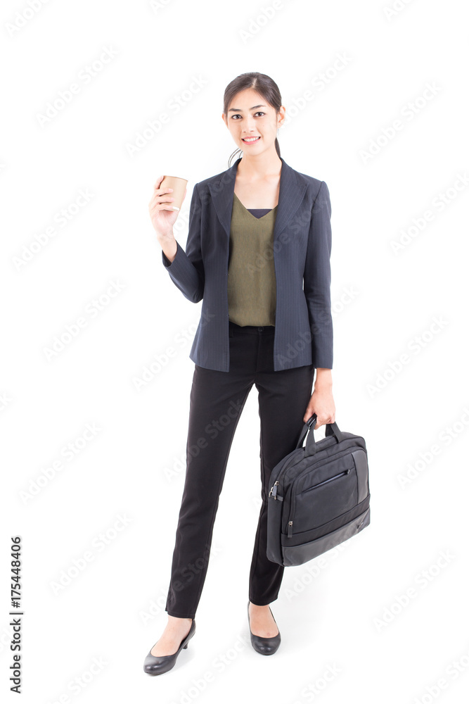 Asian Business Woman smiling, Woman stand and smile, isolated on white background, Woman working concept. Asian Business Woman smiling, Woman stand and smile, isolated on white background, Woman working concept.
