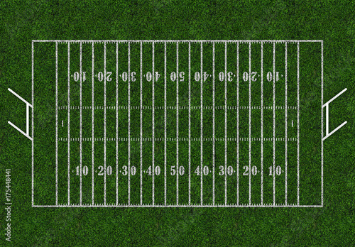 Rugby field with gates. Top view. American football.