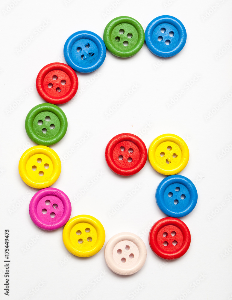 Sewing button alphabet: G Sewing button alphabet: G