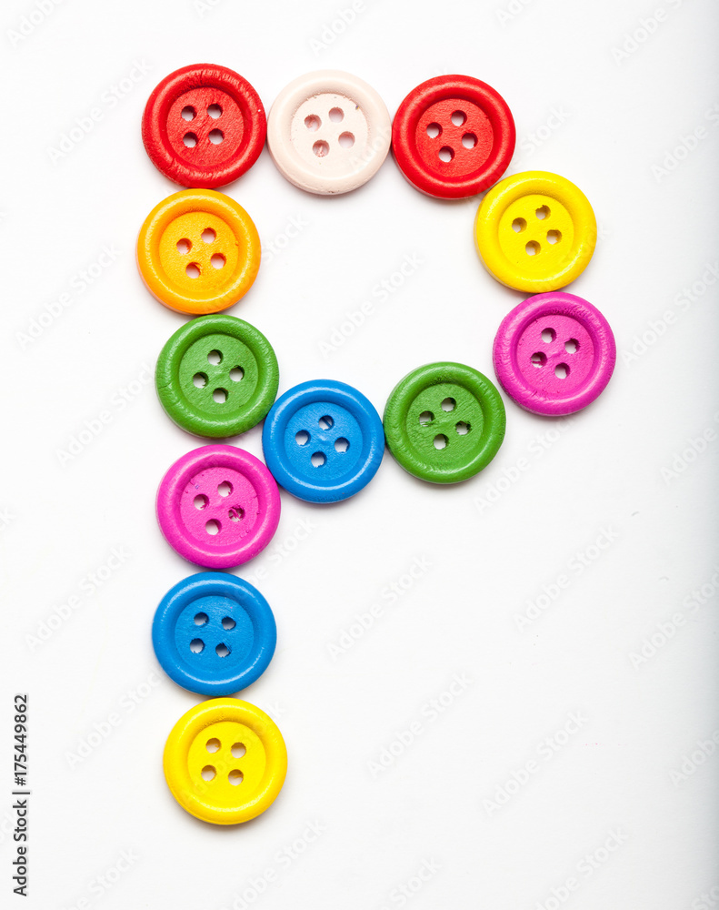 Fototapeta premium Sewing button alphabet: P