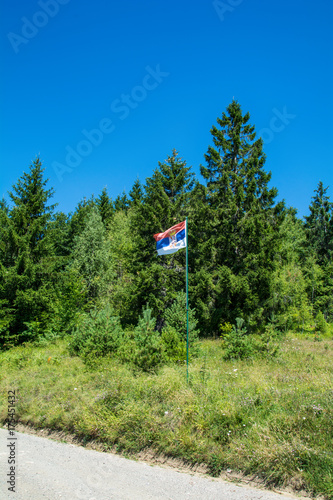 Serbian flag in nature