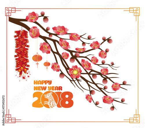Classic Chinese new year blossom background