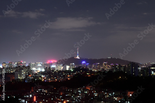 Korea, Namsan Tower and night view of Seoul