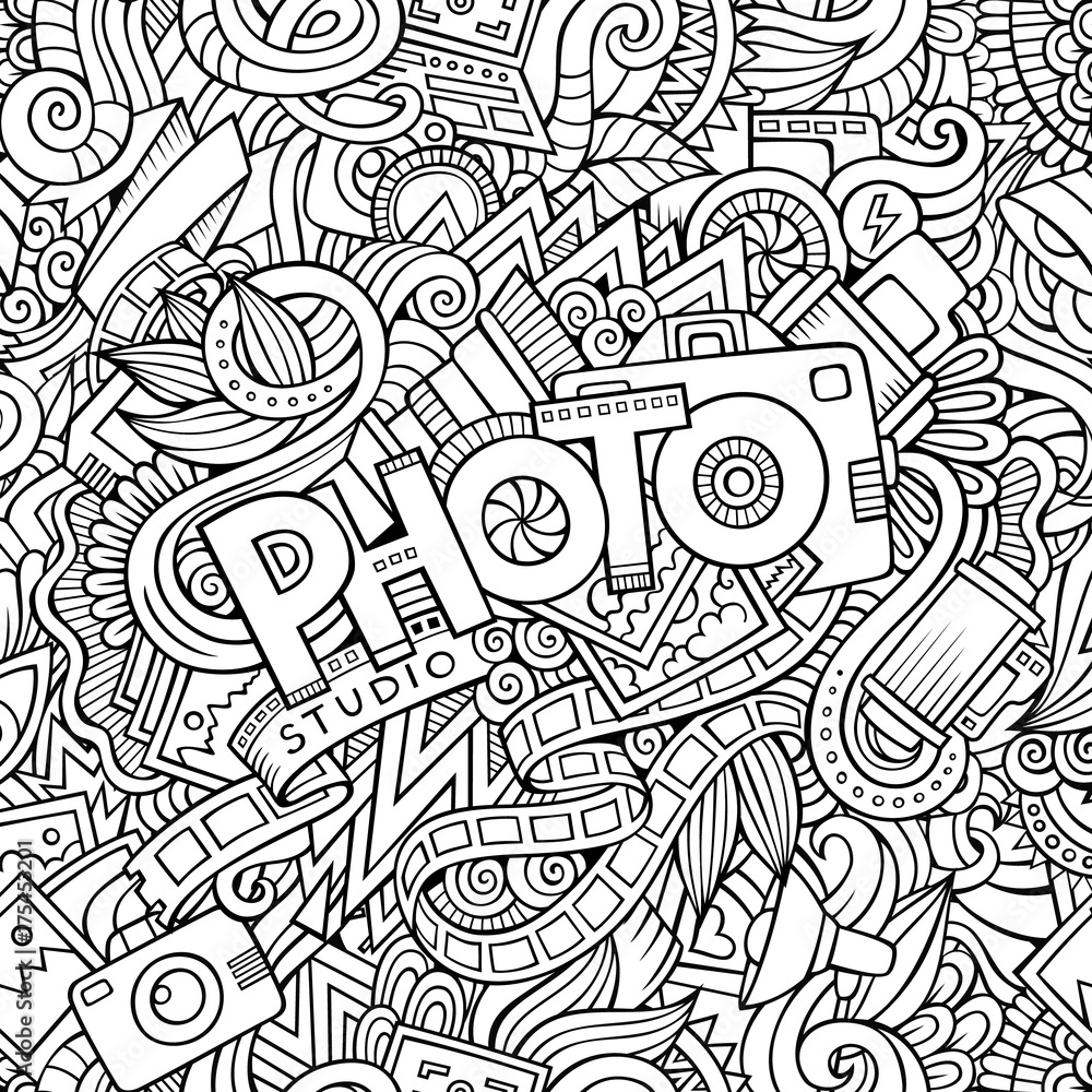 Cartoon cute doodles hand drawn Photo inscription Cartoon cute doodles hand drawn Photo inscription