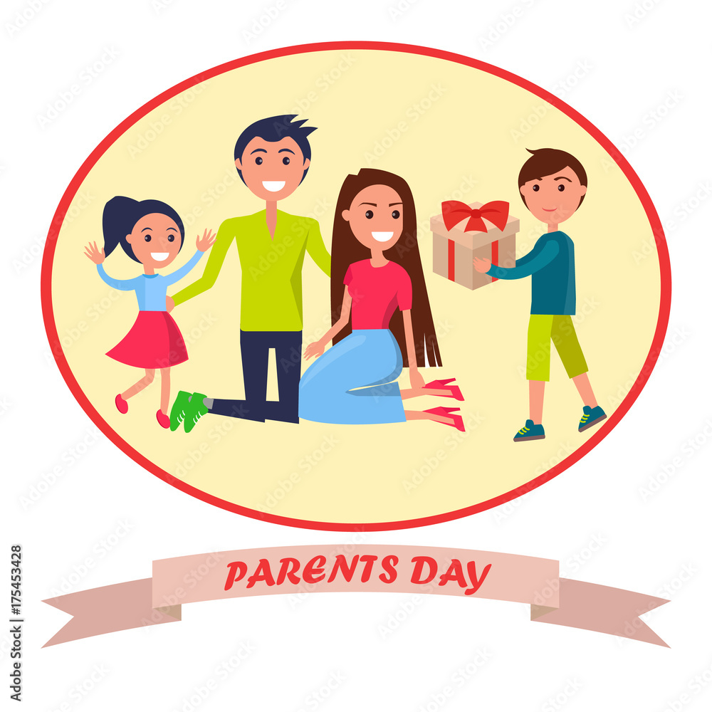 Banner Dedicated to Parents Day Depicting Family