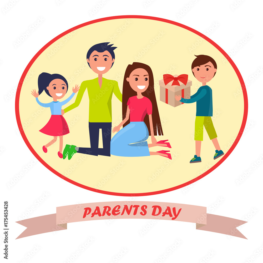Banner Dedicated to Parents Day Depicting Family Banner Dedicated to Parents Day Depicting Family