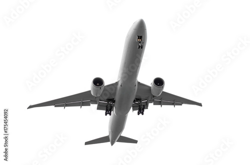 Passenger airplane isolated on white background.