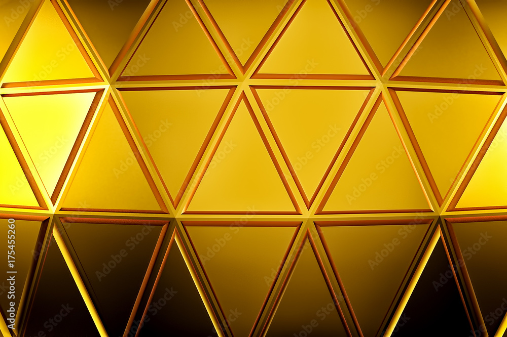 Obraz premium Abstrakcjonistyczny złocisty geometryczny tło. Złota tekstura z cieniem. Renderowanie 3D