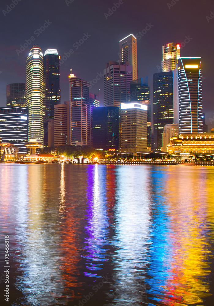 Fototapeta premium Singapore business downtown night view