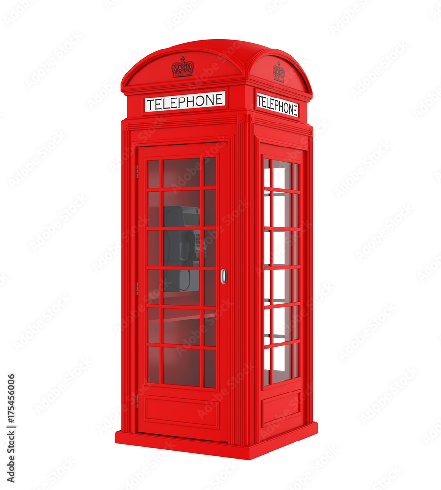 British Red Telephone Booth Isolated British Red Telephone Booth Isolated