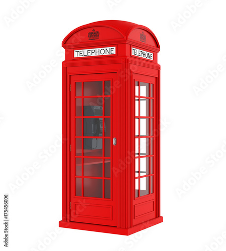 British Red Telephone Booth Isolated