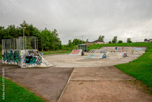Obraz na płótnie A skate park in Westfield park, Aberdeen, Scotland w salonie