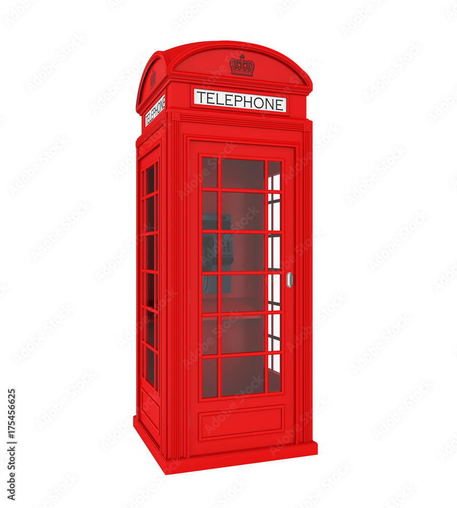 British Red Telephone Booth Isolated British Red Telephone Booth Isolated