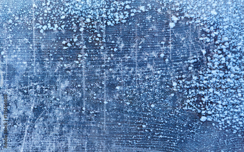 Blue frosty winter Background; snow and ice; wood texture Blue frosty winter Background; snow and ice; wood texture