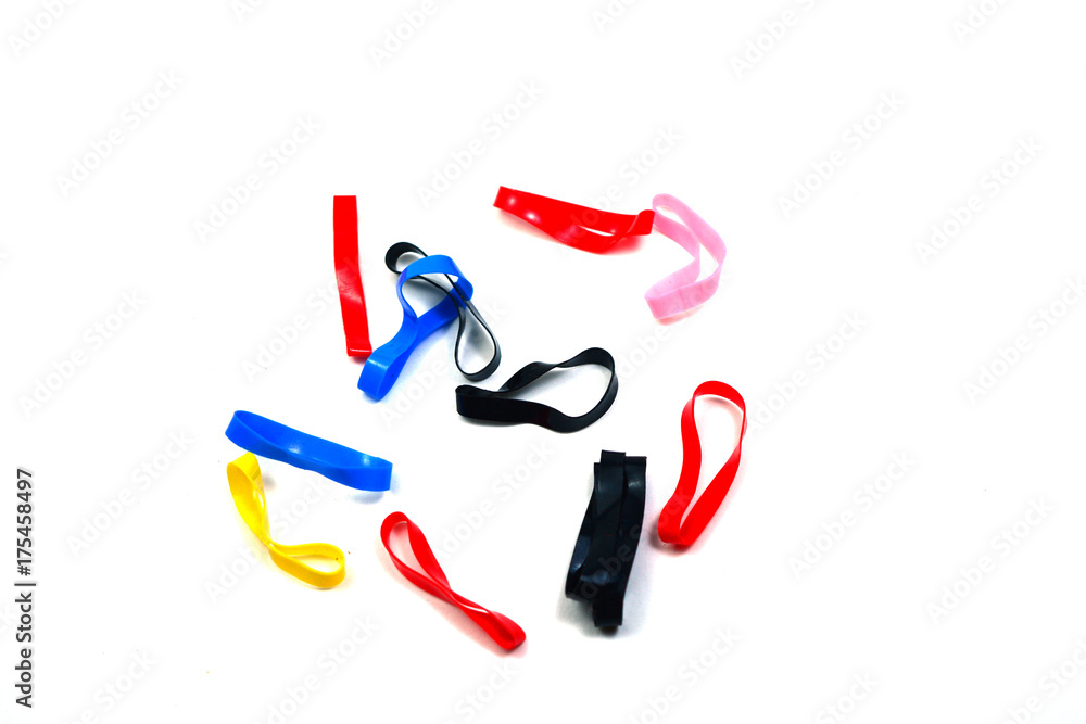 the color rubber band on white background isolated the color rubber band on white background isolated