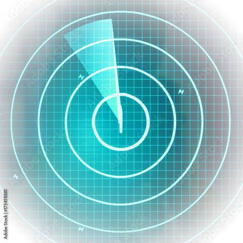 Blue radar screen with dots