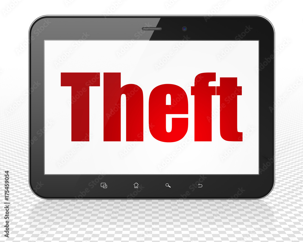 Security concept: Tablet Pc Computer with Theft on display Security concept: Tablet Pc Computer with Theft on display