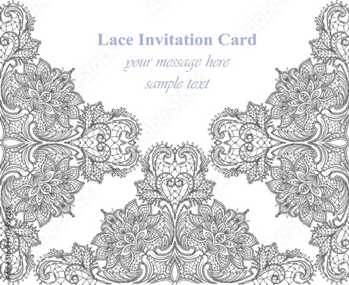 Vintage delicate Lace card. Handmade ornament for invitations, prints, decor,...