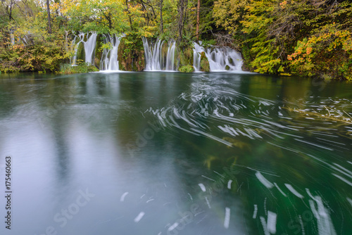 Waterfalls in Plitvice Lakes National Park in Autumn  Croatia
