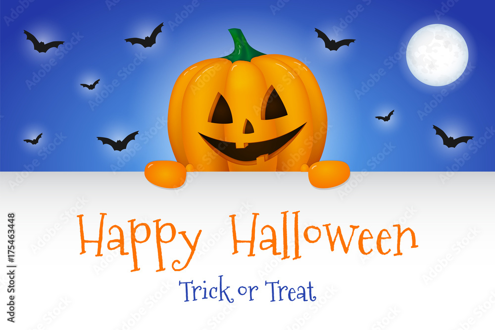 Happy Halloween - banner with funny pumpkin. Vector. Happy Halloween - banner with funny pumpkin. Vector.