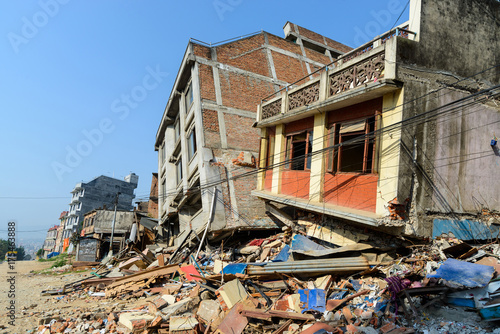 Fotografie, Tablou Aftermath of Nepal earthquake 2015, collapsed buildings in Kathmandu