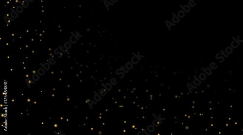 Night sky with gold stars on black background. Dark astronomy space template. Galaxy starry pattern wallpaper. Shiny golden stars  night sky universe. Cosmos stars wallpaper Vector illustration