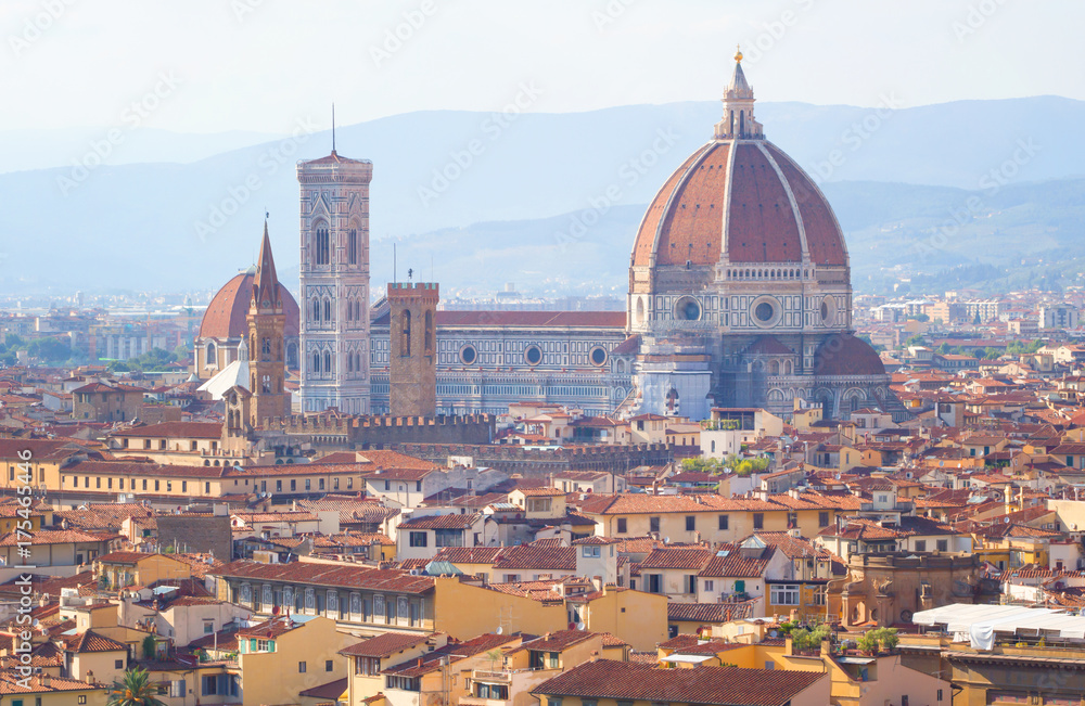 View of the Cathedral Santa Maria del Fiore in Florence, Florence (Firenze) cityscape, Italy.
