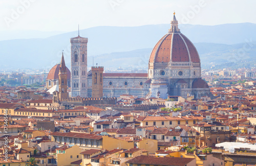 View of the Cathedral Santa Maria del Fiore in Florence, Florence (Firenze) cityscape, Italy.
