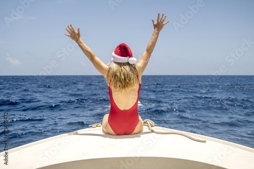 Woman Enjoying Christmas In Caribbean