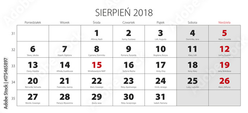 Kalendarz na rok 2018
