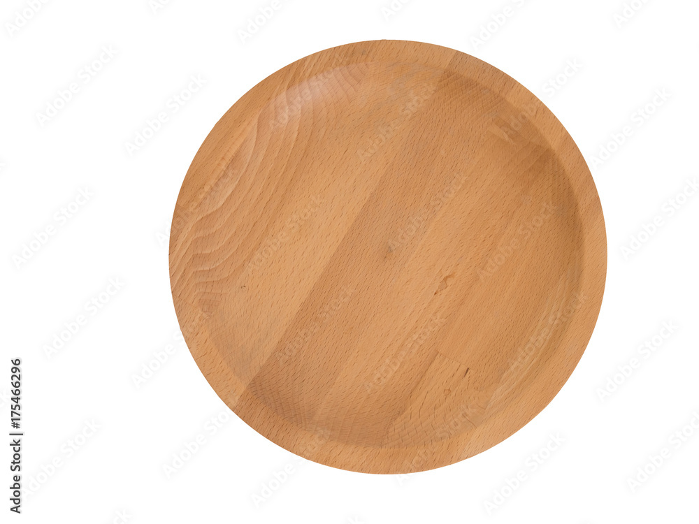 Round wooden plate or tray crafted by hand isolated on white. Round wooden plate or tray crafted by hand isolated on white.