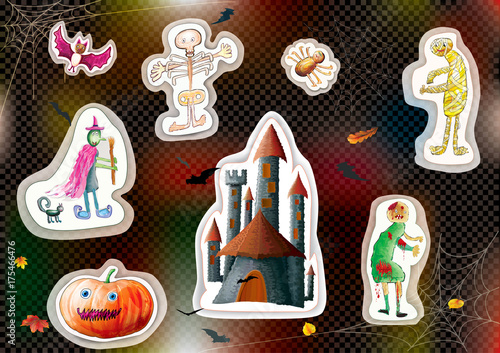 Halloween cartoon character on black background