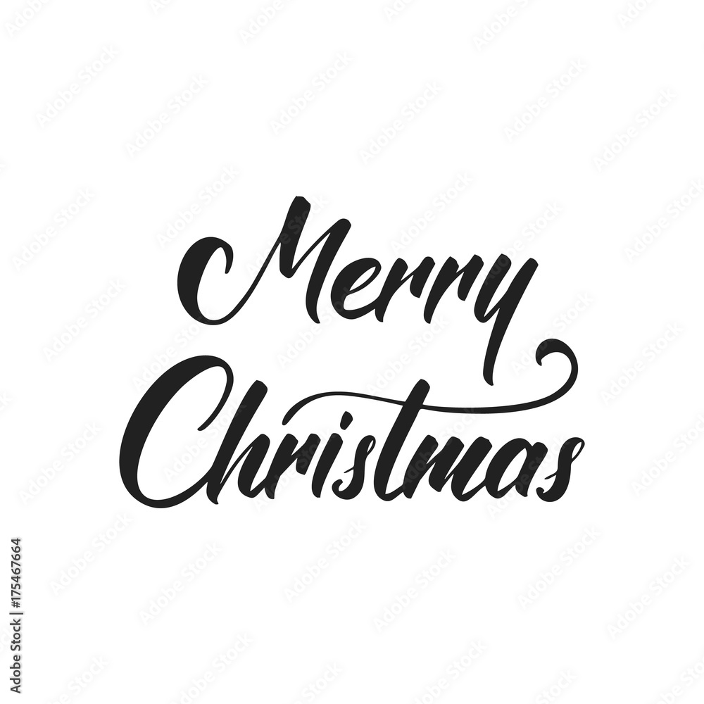Merry Christmas. Vector calligraphic lettering design for Holiday greeting poster. Calligraphy font style banner
