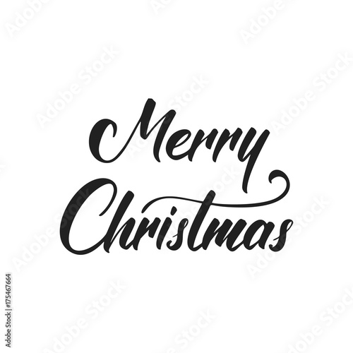 Merry Christmas. Vector calligraphic lettering design for Holiday greeting poster. Calligraphy font style banner
