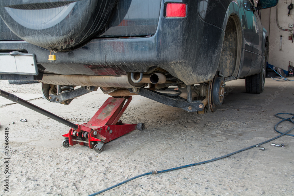 Fototapeta premium The rear of the car without the wheels.