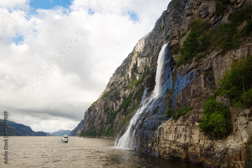 The waterfall in Lysefjord, Norway