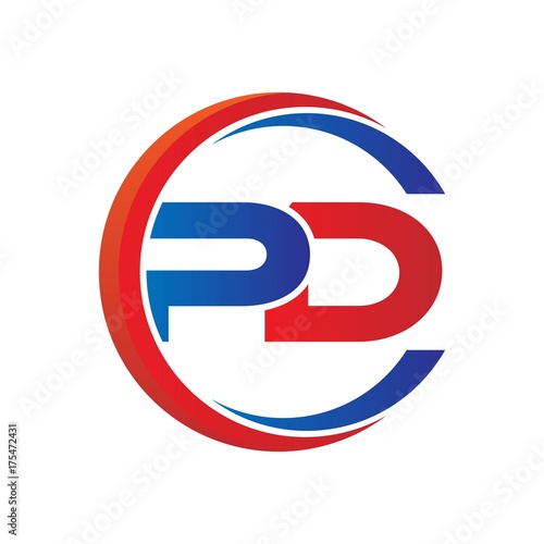 Free Download pd logo vector modern initial swoosh circle blue and red - GFXLoad