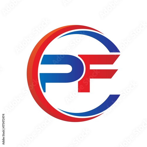 Free Download pf logo vector modern initial swoosh circle blue and red - GFXLoad