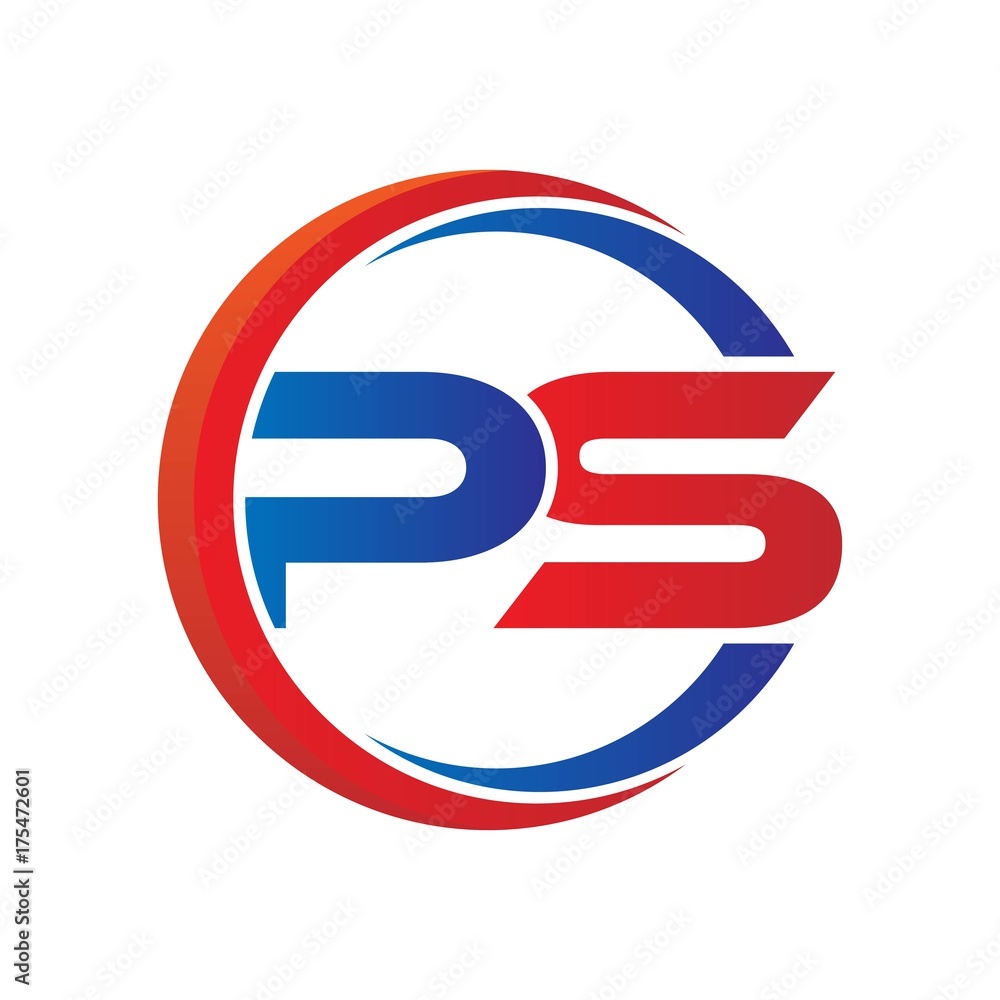 ps logo vector modern initial swoosh circle blue and red ps logo vector modern initial swoosh circle blue and red