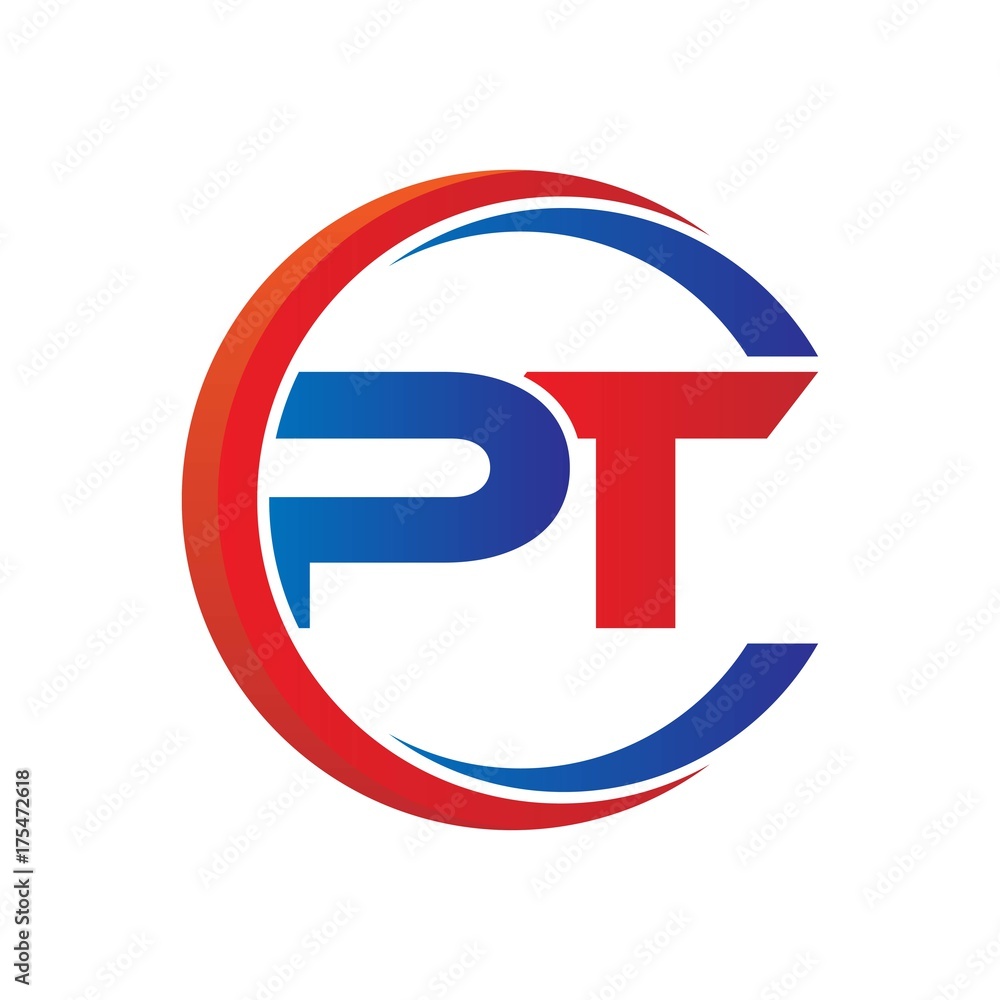 pt logo vector modern initial swoosh circle blue and red pt logo vector modern initial swoosh circle blue and red