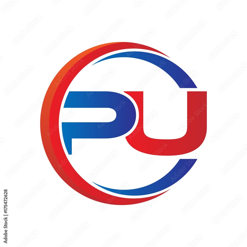 pu logo vector modern initial swoosh circle blue and red pu logo vector modern initial swoosh circle blue and red